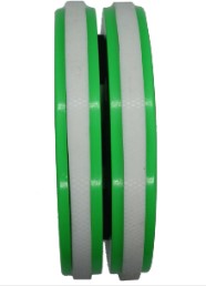 Green Biscuit Pro Saucer Pass Off Ice Puck in profile view